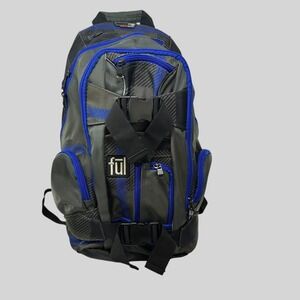 Ful Gorpcore Techwear Multi Pocket Laptop Backpack Large Grey Blue Utility Bag